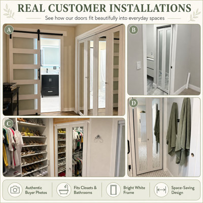 Porte pliante double en miroir double 64 po x 80 po avec quincaillerie d'installation
