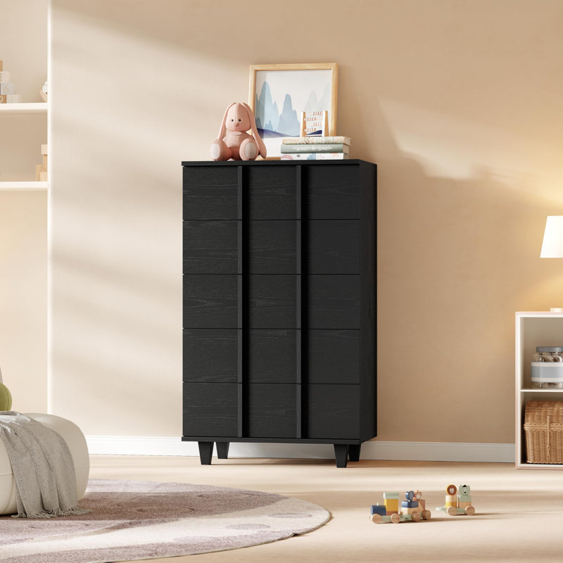Commode moderne à 5 tiroirs au design épuré – Commode minimaliste pour chambre à coucher, idéale pour un rangement contemporain et un gain de place.