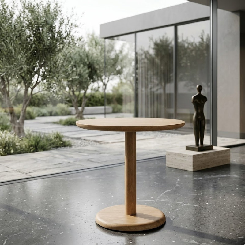 Florent Round Solid Wood Dining Table, Natural