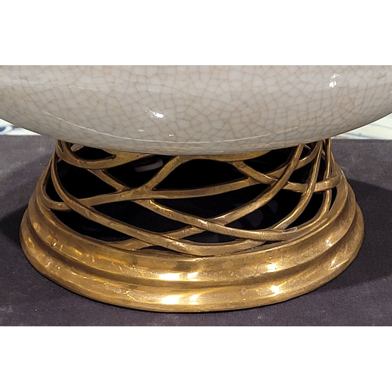 Porcelain Bowl With Bronze Robin Morning