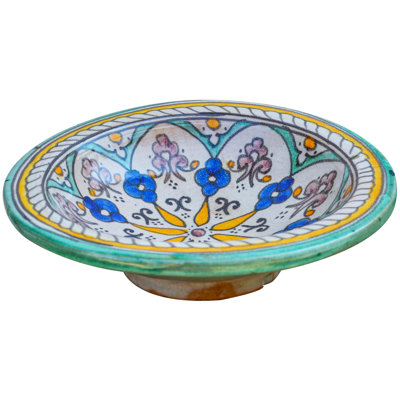 Bol décoratif en céramique bleu / orange / turquoise