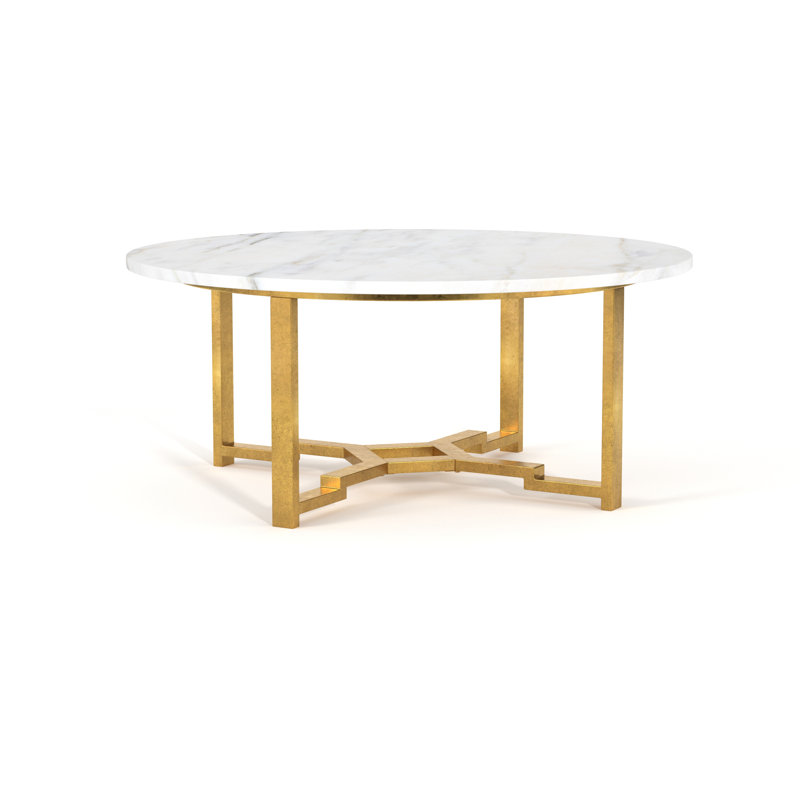 Kim Frame Coffee Table, Carrera Marble, Gold Leaf