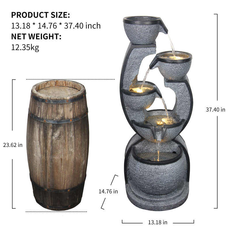 Weather Resistant Floor Fountain with Light