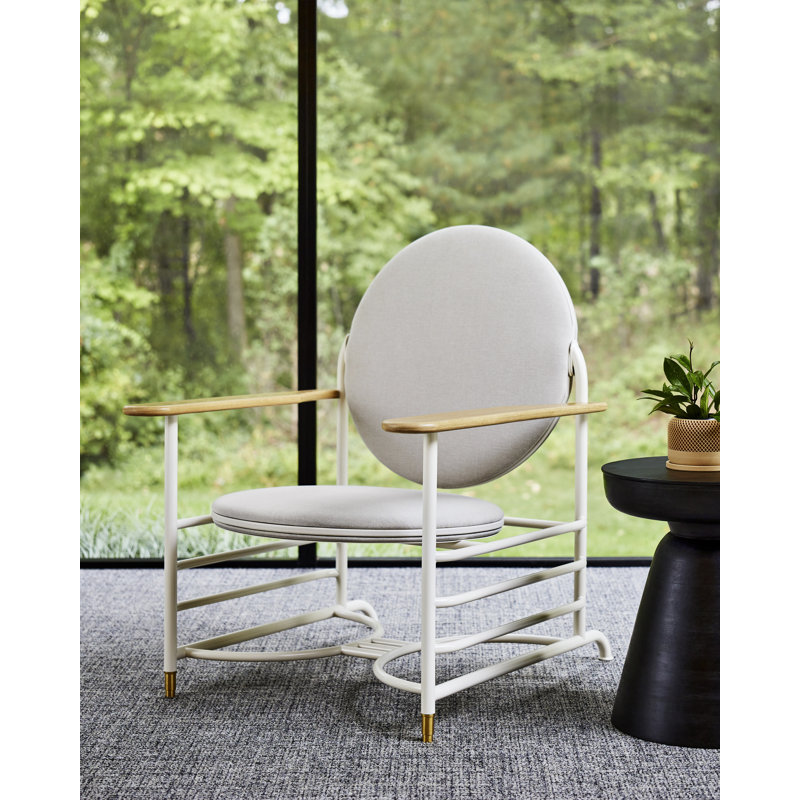 Frank Lloyd Wright Racine Lounge Chair, Ink 100% Polyester, Obsidian