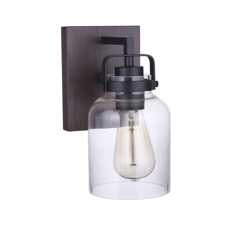 Ojai Steel Armed Sconce, Flat Black/Dark Teak