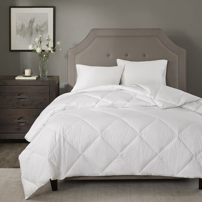 Édredon en duvet synthétique à densité de tissage 1000 fils Lonnie, Édredon très grand / très grand californien, Blanc