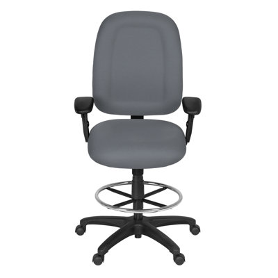 Chaise de bureau multifonctionnelle à dossier haut en tissu avec accoudoirs réglables et ensemble de dessinateur Regency Comfort Series - Gris
