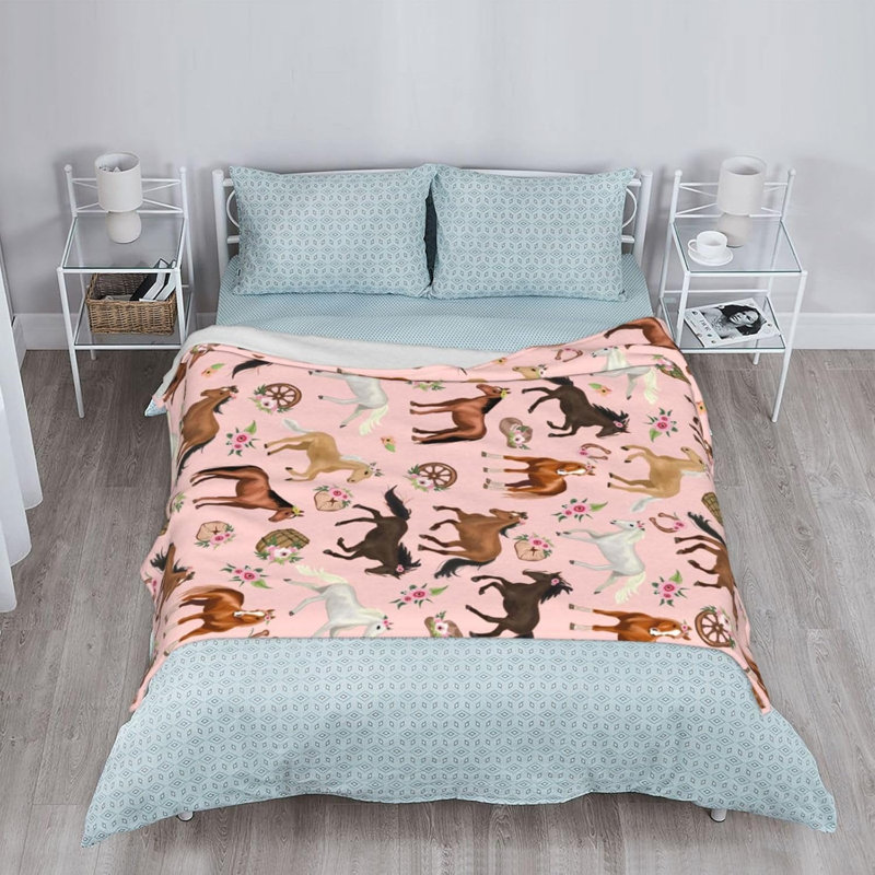 Horse Throw Blanket 60"x80" Fuzzy Soft Cozy Horses Blankets Soft Throws Warm Lightweight Plush Fleece Throw Blanket for Men Women Gift Bed Couch Sofa