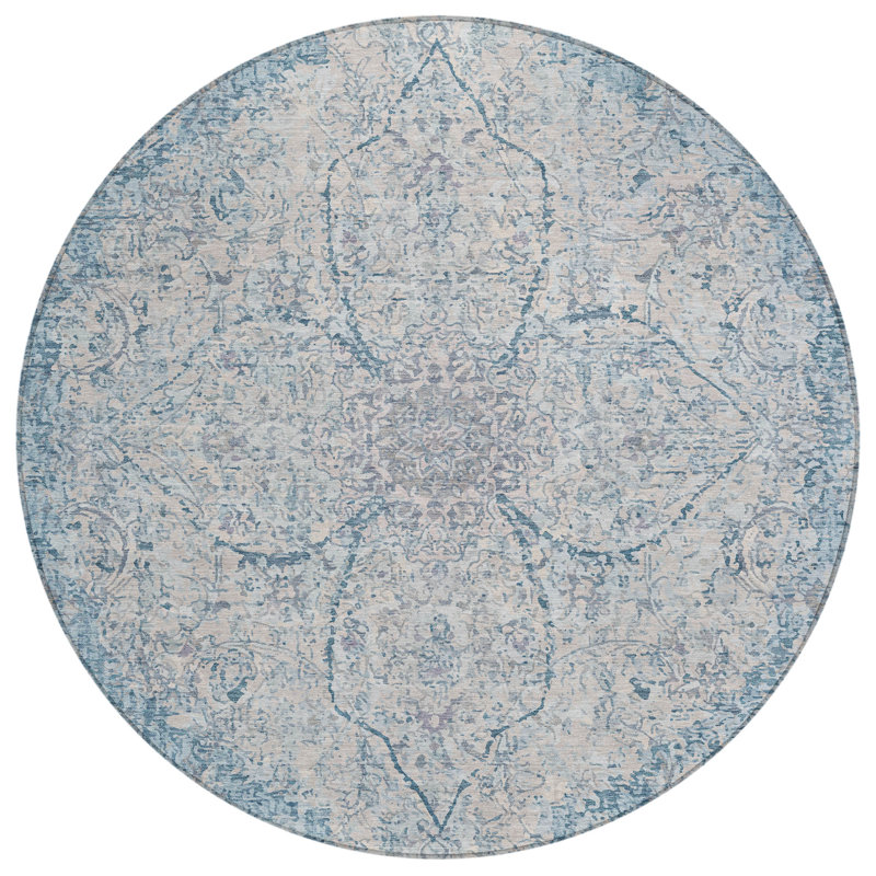 Machine Washable Indoor/Outdoor Colman ACN2136 Global Rug, Round 8'
