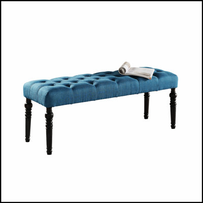 Tufted Turned Leg Dining Bench, Blue - Stylish And Comfortable Seating For Entryways And Dining Rooms