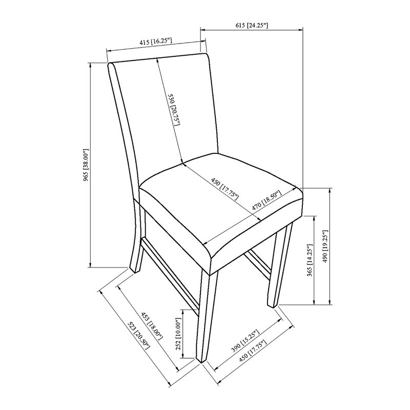 Chaise d'appoint rembourrée (ensemble de 2)