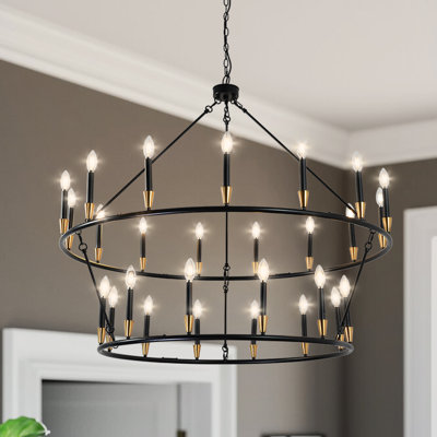 Lustre 47 pouces à 2 niveaux 27 lumières à roulettes 47 pouces