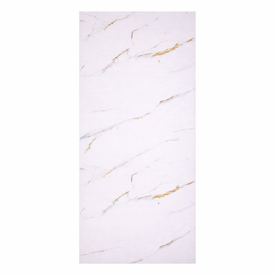  PVC Shower Panels Pack of 3 Carrara Marble Gold Vein Waterproof Bathroom Wall Cladding 2400x1000mm Matt Finish