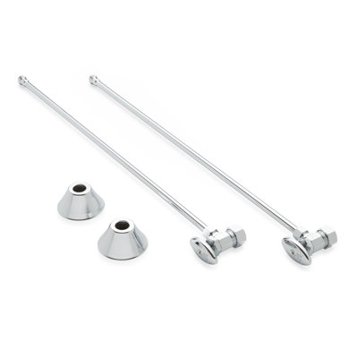 Bathroom Supply Kit with 5/8" OD X 3/8" OD Angle Stop - Chrome