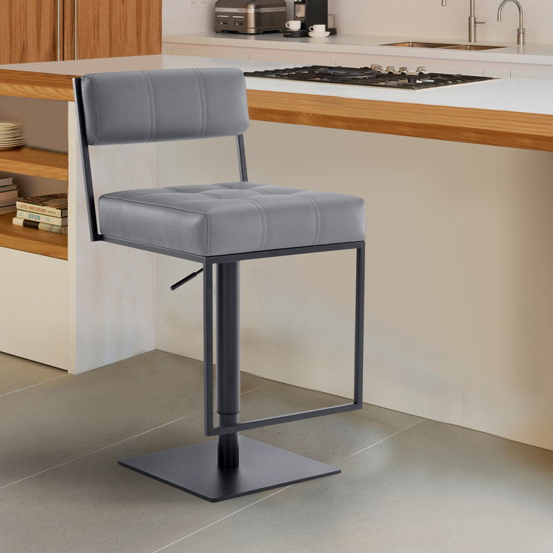 Tabouret de bar rotatif Bucholz, gris, Noir mat