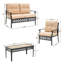 Ensemble de meubles de patio 4 pièces avec coussins et table basse Harborough