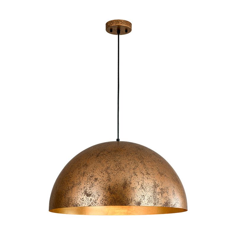 Luminaire suspendu industriel surdimensionné en métal surdimensionné, H 12,6 po x l 23,6 po x P 23,6 po, Laiton antique