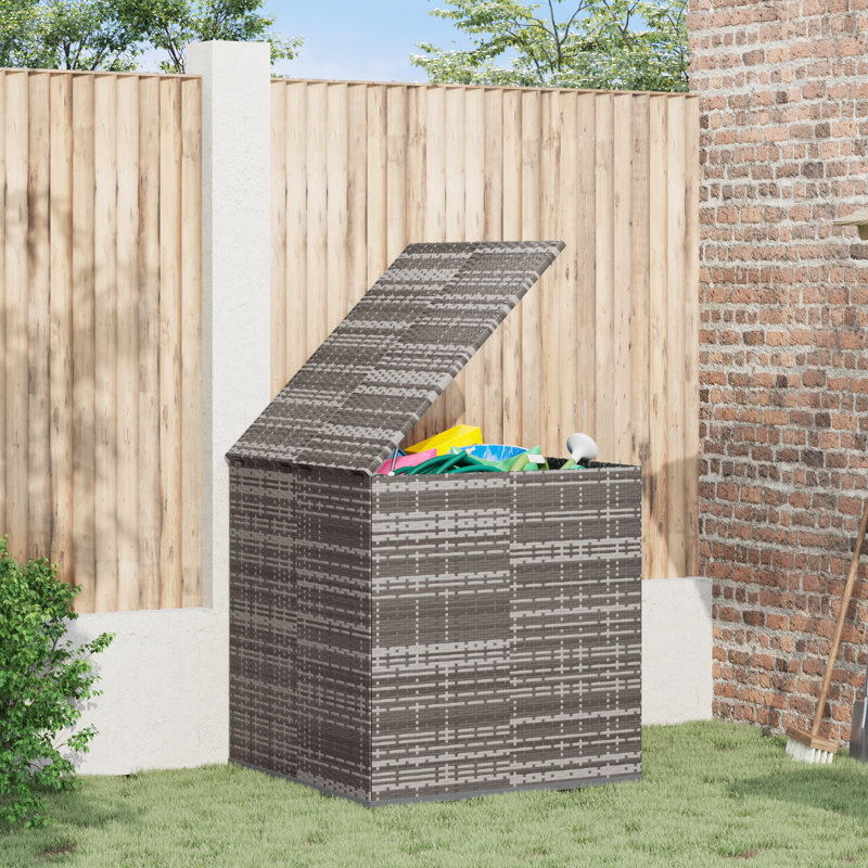 Gallon Water Resistant Poly Rattan Deck Box, Gray, 40.9" H x 39.4" W x 38.4" D