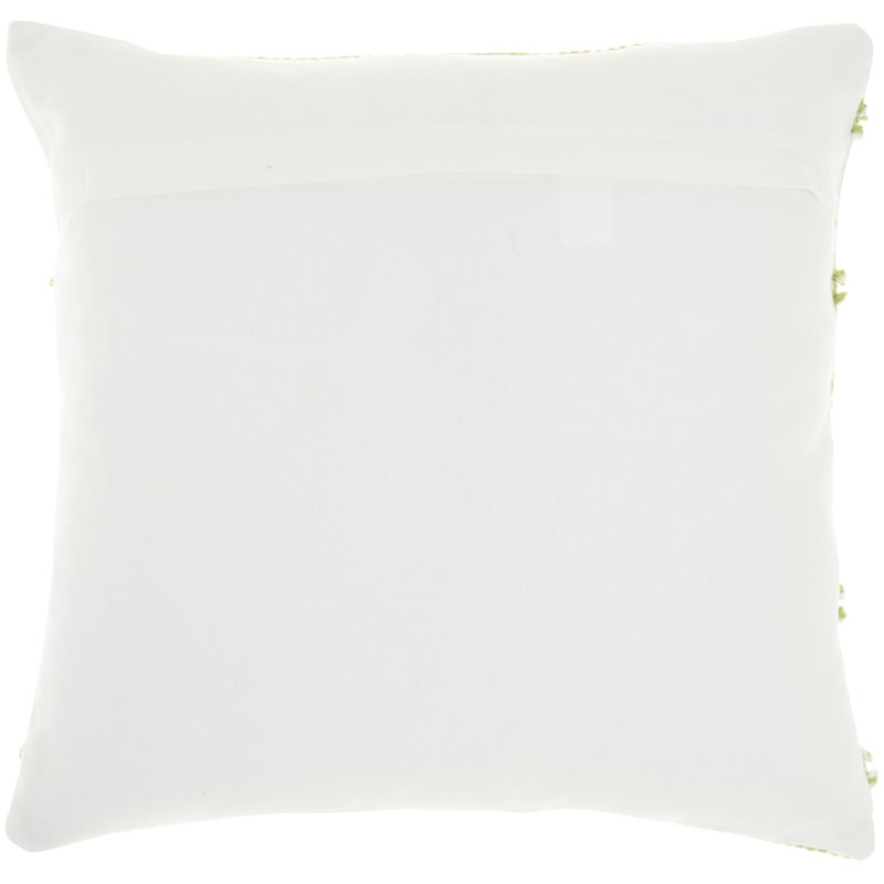 Green and Ivory Embroidered Square Outdoor Throw Pillow Set