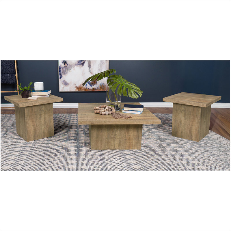 Exeter Mango Square 3-Piece Coffee Table Set