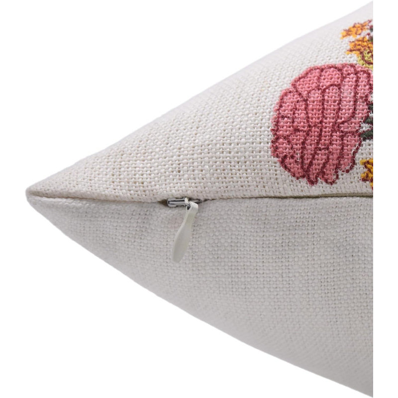 Linen Pillow Cover, Red Floral 1, 16" x 16", Square