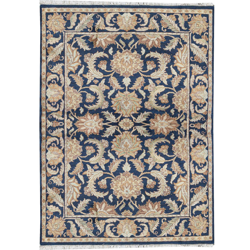 Tapis noir et noir de haute qualité noué à la main