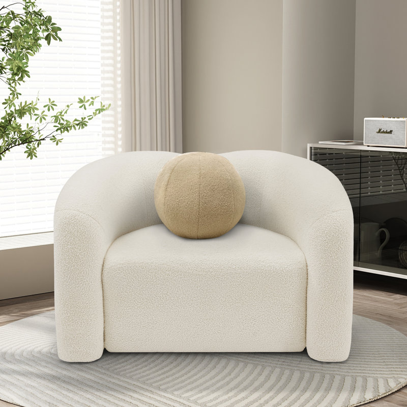 Kali Upholstered Armchair, Cream Teddy Fabric