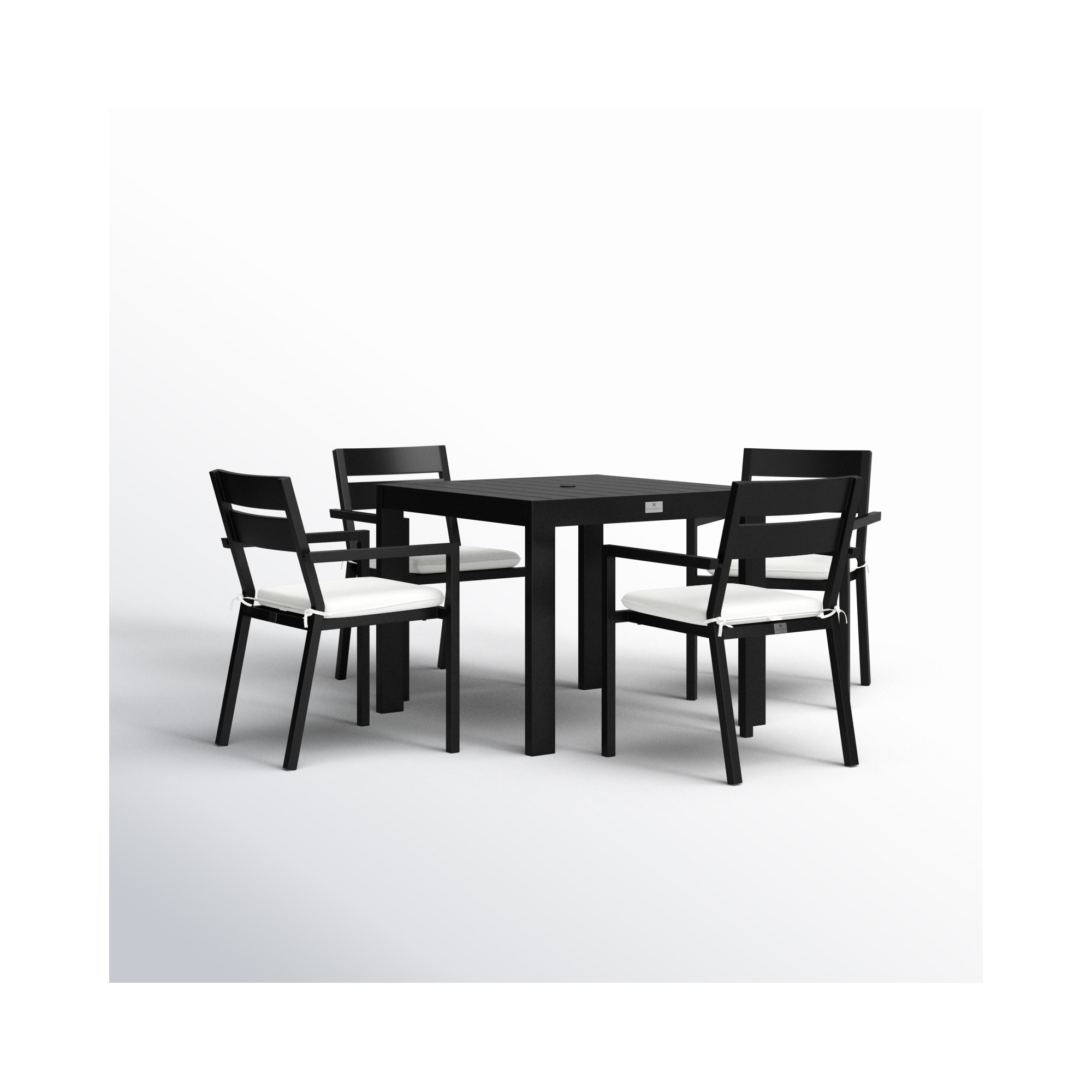 Eartha Square 4 - Person Outdoor Dining Set with Cushions, Black, Canvas Regatta Sunbrella® Canvas
