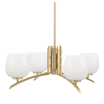 Lustre lumineux en verre marbré blanc 6 po