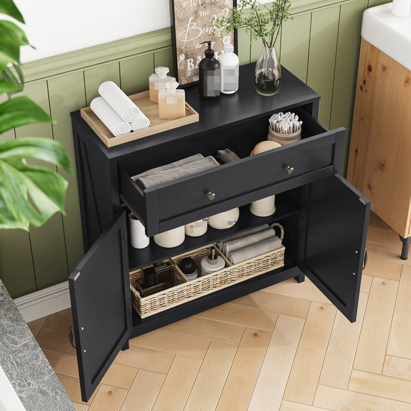 Bailes 2 Door Accent Cabinet With Drawer, Black