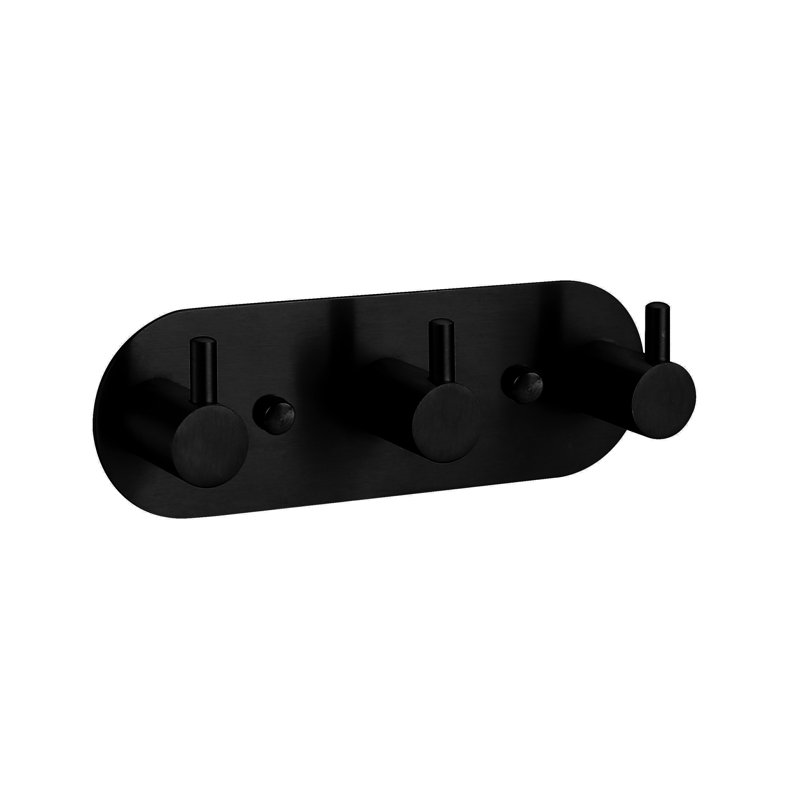 Triple Wall Mounted Robe Hook, Matte Black
