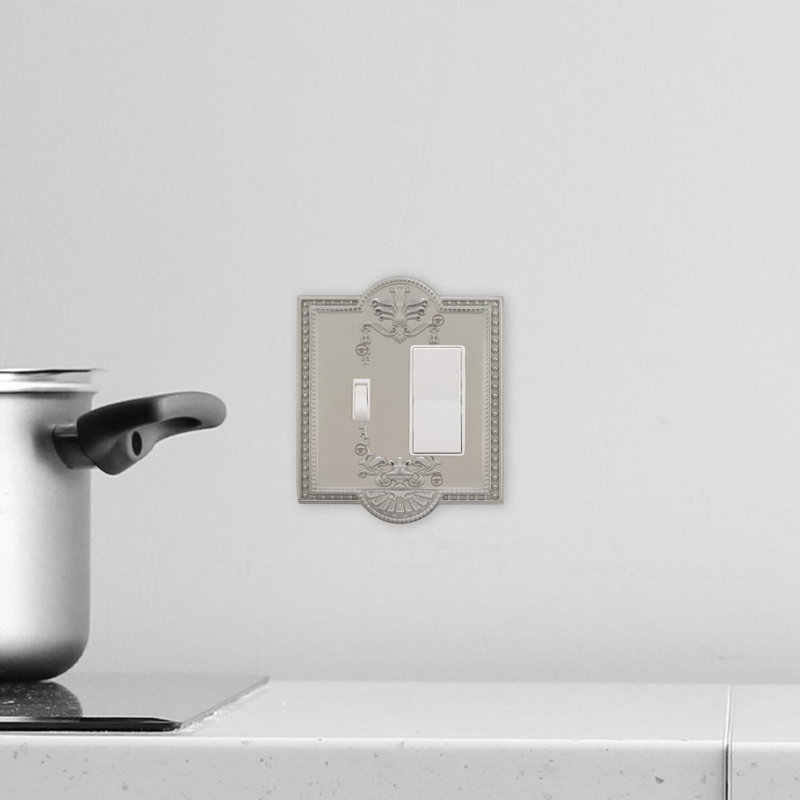 Meadows 2-Gang Toggle Light Switch / Rocker Combination Wall Plate, Satin Nickel