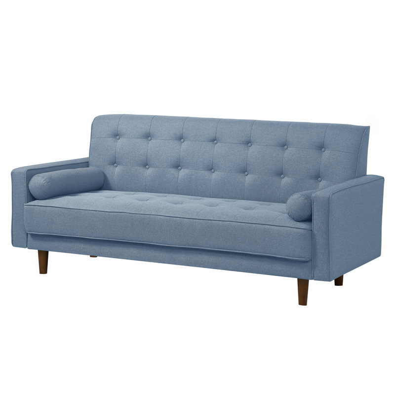 Canapé à accoudoirs carrés Sharay, Mélange de polyester bleu