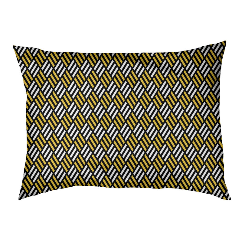 Coussin pour chien à rayures losanges Byrge, Moyen (L 29,5 po x P19,5 po x H 9,5 po), Noir / jaune clair