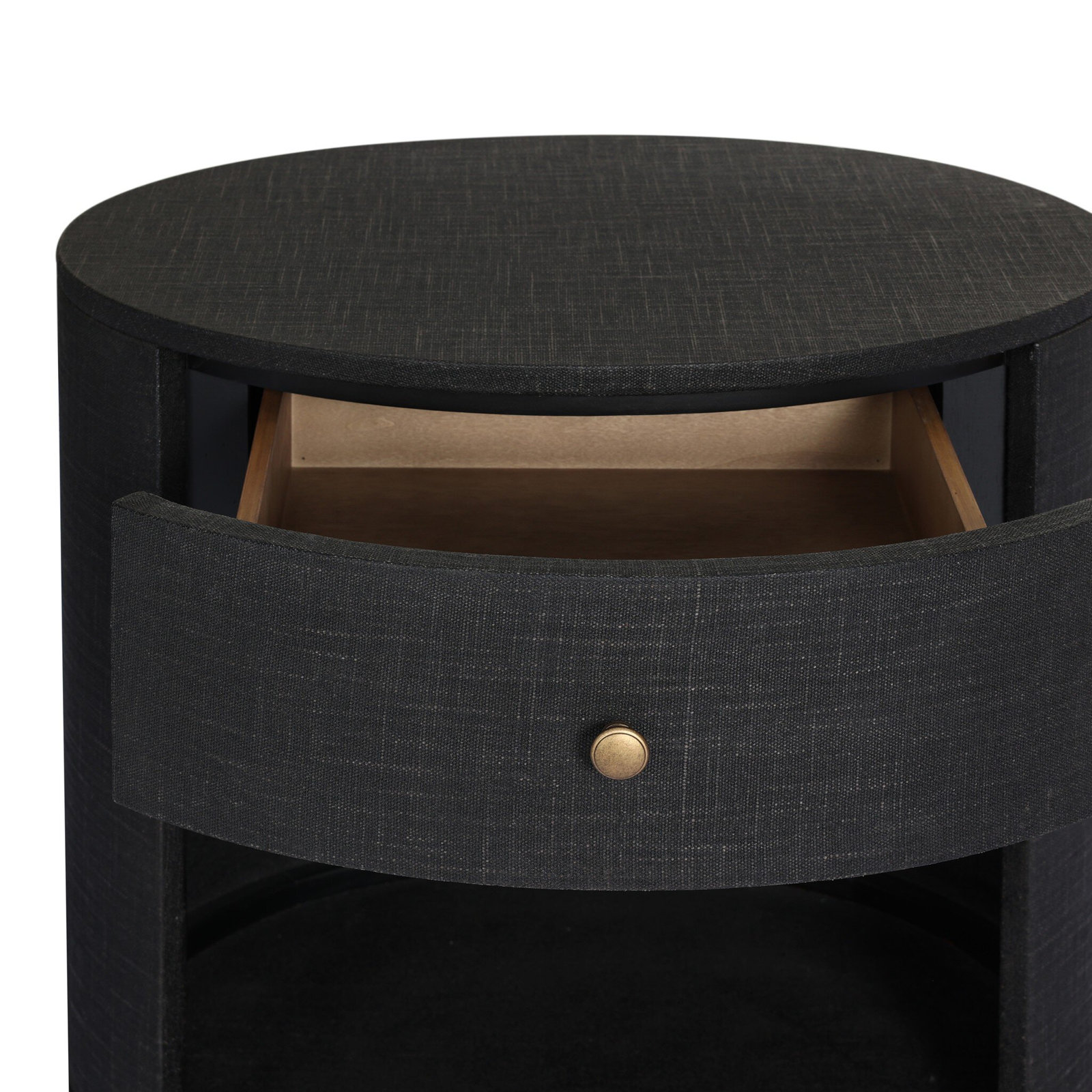 Amelia Oval One Drawer 26" Nightstand, Black Linen