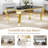 Modern 7-Piece Dining Set, Black Opaque Tempered Glass Dining Table With Mirror Stainless Steel Curved Legs & Velvet Dining Chairs With Tufted Backrest And Nailhead Decoration-505422114-505422119-505422296