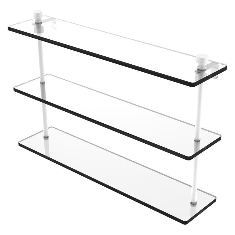 Ballenas 3 Piece Tiered Shelf, Matte White, 15" H x 22" W x 5" D