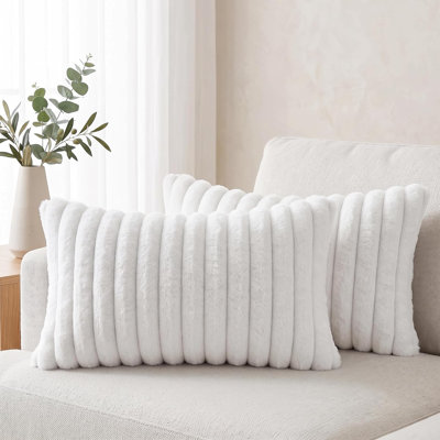 2 pièces de coussins décoratifs en fausse fourrure et housses de coussins décoratifs avec dossier en velours