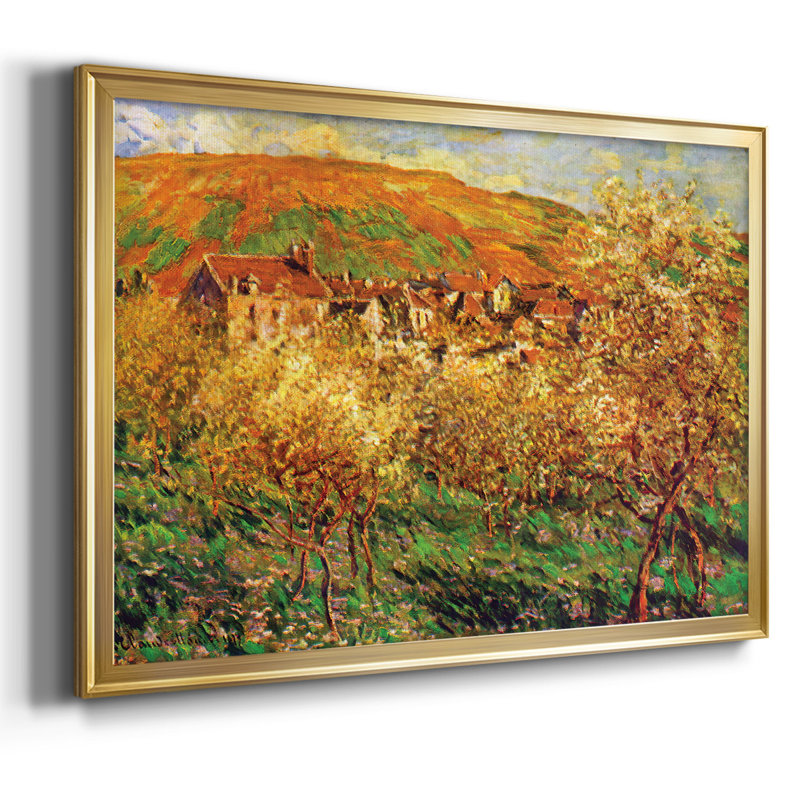«Blooming Apple Trees», reproduction encadrée sur toile par Claude Monet, H 14 po x l 20 po x P 1,5 po, Or