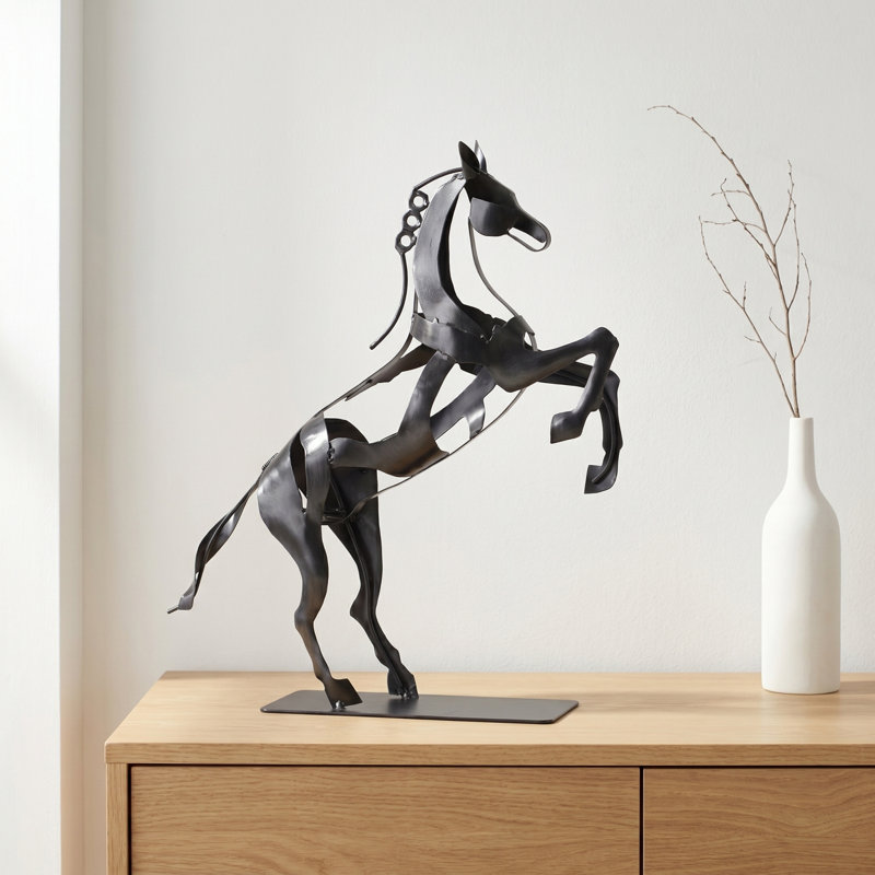 Handmade Metal Horse Statue Sculpture Décor Gifts For Horse Lovers, Black