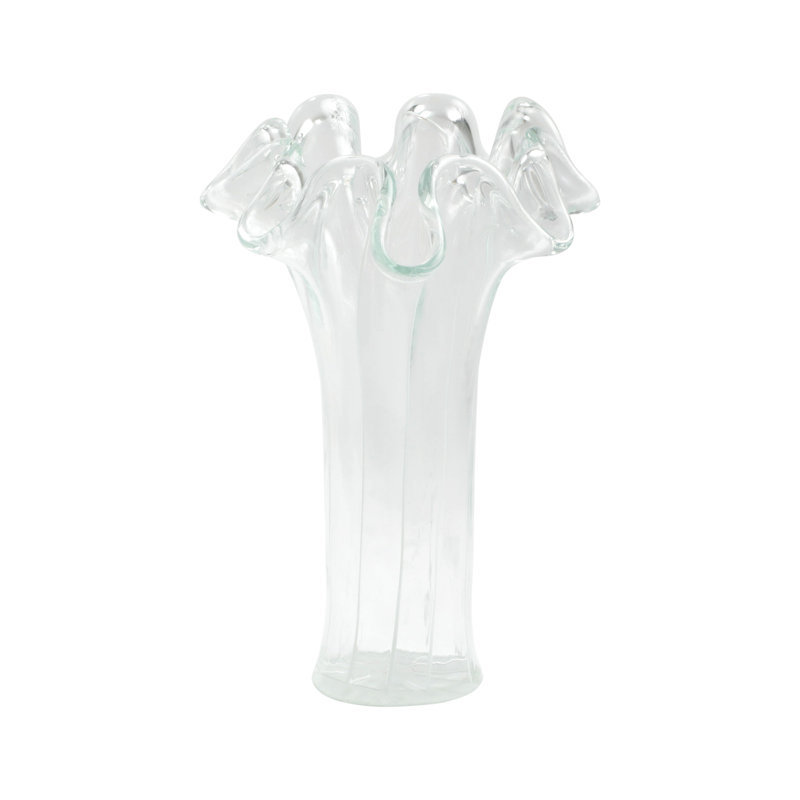 Onda Handmade Glass Table Vase, 12" H x 9.5" W x 9.5" D