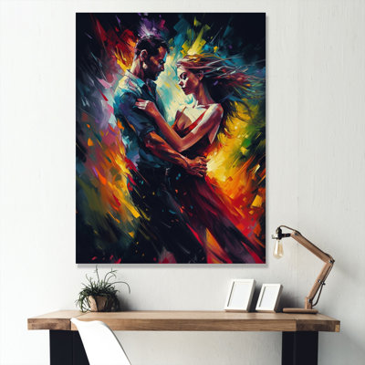 Colorful Couple Dancing II - Romantic Canvas Wall Art