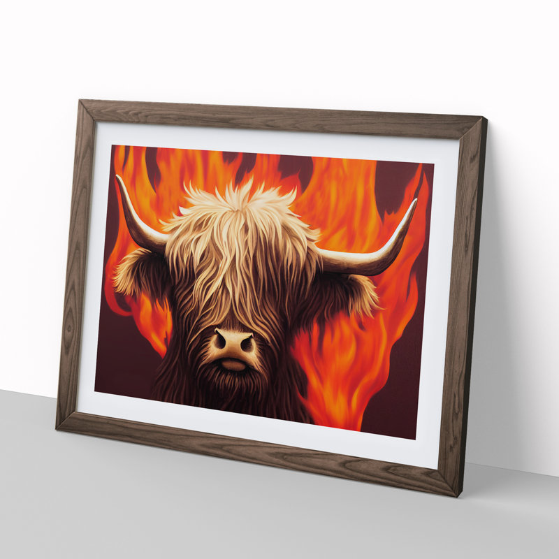 Unforgettable Highland Cow - Framed Print, 34cm H x 46cm W x 2cm D, Walnut Framed
