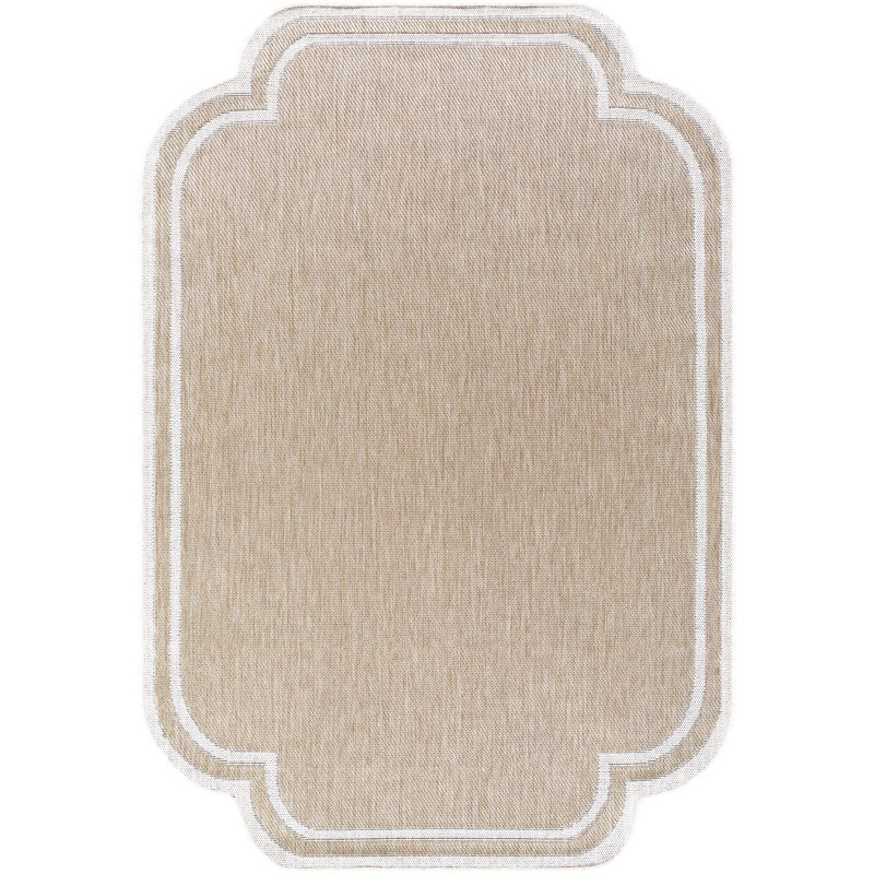 Tapis extérieur Skiles, Brun clair/crème, Rectangle 9 pi 2 po x 12 pi
