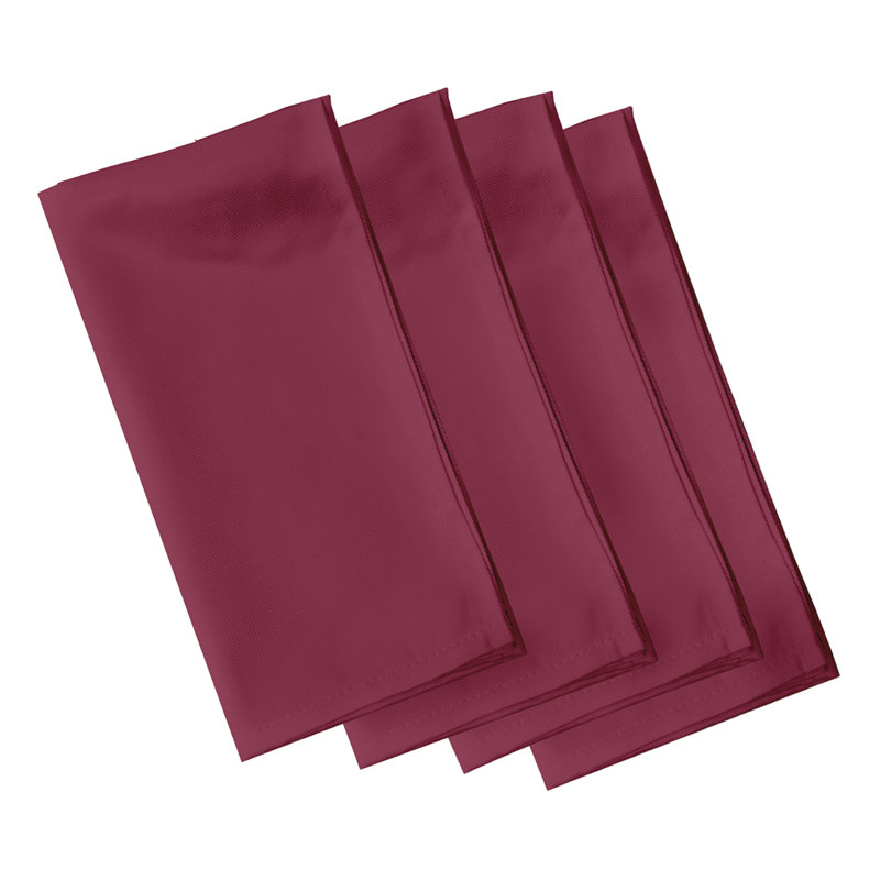 Polyester Embroidered Square Napkin, 18" W x 18" L, Cranberry / Burgundy