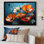 Bouquet de coquelicots orange et bleu I - coquelicots, art mural