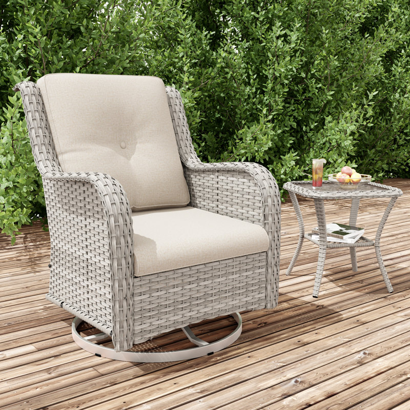 Behrend 2 - Person Wicker Patio Dining Set with Square Table , Cushions Included, Beige