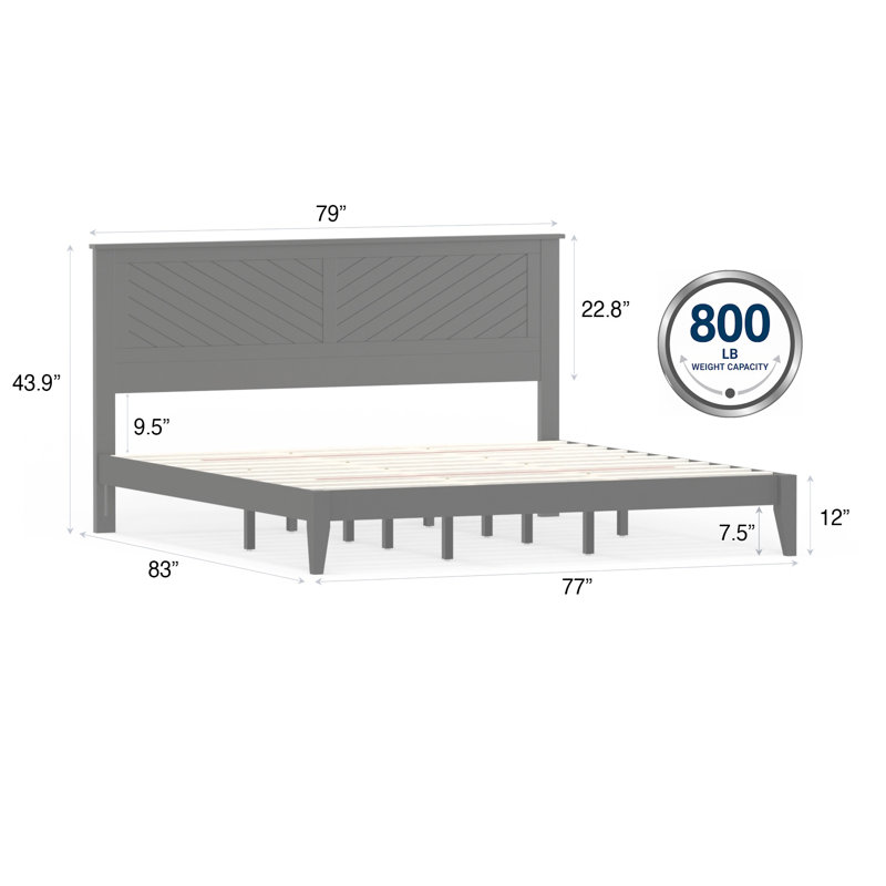 Palmdale Solid Wood Platform Bed, Black, King
