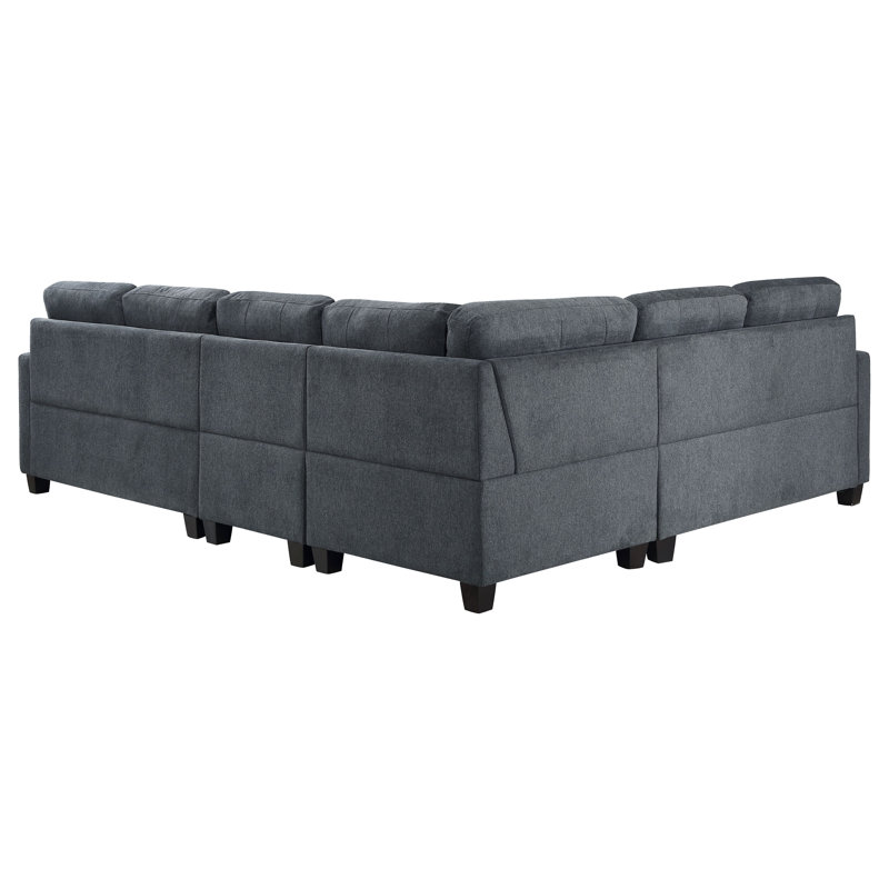Artisanat de qualité supérieure - Canapé modulaire rembourré 4 pièces Tereza gris acier, Tissu gris