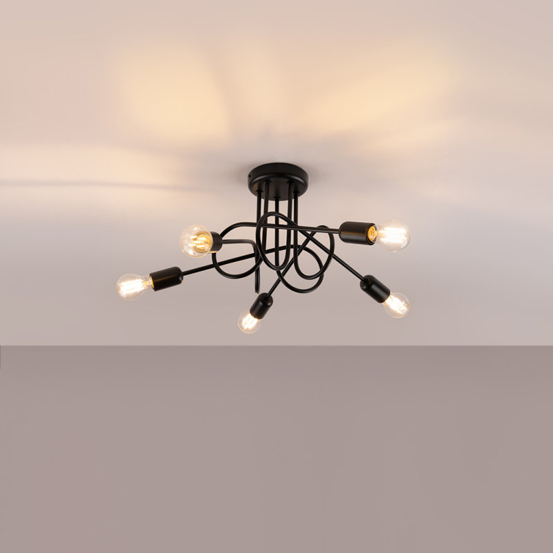 Abyad Chandelier, 5 Lights, 35cm H x 55cm W x 55cm D, Black